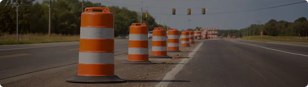 Road work traffic barrels